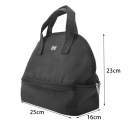 Bolsa térmica aislante negra de nailon de 25 x 16 x 23 cm, bolsa para alimentos, dos bolsillos, bolsa térmica portátil, lonchera, bolsa de picnic. 2