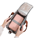 Bolsa térmica con compartimentos 23x13x17 cm Color neutro Bolsa de almuerzo térmica con cremallera Bolsa de refrigerio portátil Bolsa pequeña para comida y bebida 4