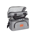 Bolsa térmica de duas camadas 29 x 33 x 26 cm Bolsa de refrigeração de grande capacidade para alimentos Bolsa de almoço de dois andares Cores neutras Bolsa isolada com espaço de armazenamento 2