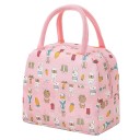 Bolsa térmica para almoço com motivo de coelhos 23x13x19 cm rosa verde bolsa isolante para comida e bebidas 4