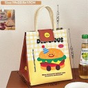 Bolsa térmica para el almuerzo con diseño de hamburguesa 19x22,5x17 cm Bolsa refrigerante aislante para alimentos con papel de aluminio, velcro y broches 2