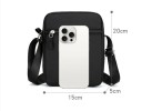 Bolso bandolera mini para hombre, 20 x 15 x 5 cm, informal, pequeño, de poliéster Oxford negro, bolso de hombro sencillo de nailon para hombre, ideal 2