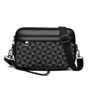 Bolso bandolera para hombre 24×14×5 cm Bolso de negocios de lujo de piel sintética Elegante bolso de mano para teléfono Patrón cuadrado 1