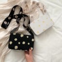 Bolso crossbody para mujer con patrón de margaritas Correa ancha ajustable Cierre con cremallera Cuero PU 19 x 6 x 12 cm Para cada día 5