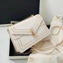 Bolso crossbody para mujer con solapa tipo sobre y costuras en contraste Cadena de strap con hebilla Cierre metálico Cuero PU 21 x 14 x 7,5 cm 8