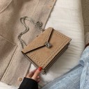 Bolso crossbody para mujer con tachuelas 19 x 15 x 8 cm Aspecto de ante Solapa con cierre metálico Cadena plateada para llevar al hombro 3