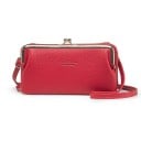 Bolso crossbody para mujer en forma de cartera Cierre de bolitas con marco dorado Strap delgado para el hombro Cuero PU texturizado 20 2