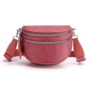 Bolso crossbody para mujer en forma de media luna de nylon Dos compartimentos con cremallera Correa ancha ajustable con mosquetones 23 x 4
