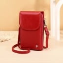 Bolso cruzado para móvil de mujer Compartimento frontal con solapa y trasero con cremallera Correa ajustable y desmontable de PU 10,5 x 6