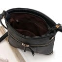 Bolso cruzado para mujer con bolsillo frontal con cremallera Forma rectangular plana Correa ajustable Remaches metálicos PU 23 x 26 cm 6