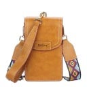 Bolso cruzado para mujer con solapa Correa ancha con patrón geométrico Lazo para la mano Acabado mate de cuero PU Dimensiones 20 x 11 x 5 3