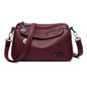 Bolso cruzado para mujer con varios compartimentos con cremallera y bolsillo en la parte trasera Correa desmontable con ganchos de metal 5