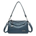 Bolso cruzado para mujer con varios compartimentos con cremallera y bolsillo en la parte trasera Correa desmontable con ganchos de metal 8