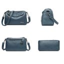 Bolso cruzado para mujer con varios compartimentos con cremallera y bolsillo en la parte trasera Correa desmontable con ganchos de metal 9