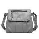 Bolso cruzado para mujer de suave piel sintética con superficie arrugada Solapa con bolsillo con cremallera Correa ajustable 25 x 22 x 3 cm 3
