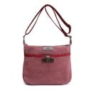 Bolso cruzado para mujer de tela y poliéster con lazo de botón de metal Correa con hebilla de metal Parche decorativo Dimensiones 30 x 23 x 10 5