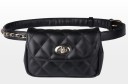 Bolso de cintura acolchado para mujer con solapa y cierre giratorio Cinturón con cadena entrelazada Acolchado en forma de rombos Herrajes 7