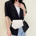 Bolso de cintura para mujer con solapa y asa de cadena llamativa Correa ajustable con hebilla Uso en la cintura, sobre el hombro 6