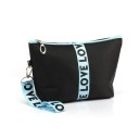 Bolso de cosméticos para mujer con cierre Prua con la inscripción LOVE Lazo para la muñeca con mosquetón Nylon y poliéster Estuche 4