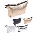 Bolso de cosméticos para mujer con cremallera de PU 22,5 x 5 x 12,5 cm Estuche para maquillaje y pequeña cosmética con asa Acabado elegante 5