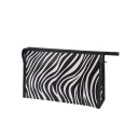 Bolso de cosméticos para mujer con diseño de cebra Bolso en blanco y negro de cuero PU con cremallera Organizador para cosméticos y productos 1