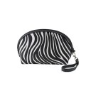 Bolso de cosméticos para mujer con diseño de cebra Bolso en blanco y negro de cuero PU con cremallera Organizador para cosméticos y productos 2