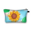 Bolso de cosméticos para mujer con girasoles Estampado colorido Cierre de cremallera con asa Poliéster 13 x 21,5 cm Para cosméticos y pequeñas 11