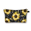 Bolso de cosméticos para mujer con girasoles Estampado colorido Cierre de cremallera con asa Poliéster 13 x 21,5 cm Para cosméticos y pequeñas 20