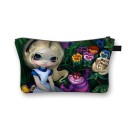 Bolso de cosméticos para mujer con ilustración de una chica de cuento de hadas con grandes ojos Cremallera con asa Poliéster 13 x 21,5 cm 10