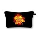 Bolso de cosméticos para mujer con un llamativo estampado de rosas Cierre de cremallera con asa Interior negro Poliéster 13 x 21,5 cm 2