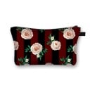 Bolso de cosméticos para mujer con un llamativo estampado de rosas Cierre de cremallera con asa Interior negro Poliéster 13 x 21,5 cm 7