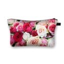 Bolso de cosméticos para mujer con un llamativo estampado de rosas Cierre de cremallera con asa Interior negro Poliéster 13 x 21,5 cm 25
