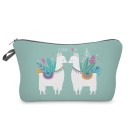 Bolso de cosméticos para mujeres con divertido estampado de animales Motivación llama o unicornio o perezoso Cierre con cremallera Poliéster 13,5 x 1