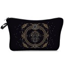 Bolso de cosméticos para mujeres con signo del zodiaco Negro con estampado ornamental dorado Con cremallera y asa de mano Poliéster 13,5 x 22 cm 8