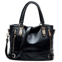 Bolso de cuero para mujer, para llevar en la mano o sobre el hombro Correa desmontable y ajustable Hebillas metálicas doradas Bolsillo trasero 2