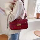 Bolso de hombro alargado para mujer Klopa con broche de metal en tono dorado Ojetes y tachuelas Correa ancha Cuero sintético 26 x 15 x 6 10