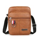 Bolso de hombro de piel sintética para hombre, 20 x 15 x 9 cm, impermeable, de gran capacidad, marrón y negro, informal 2