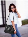 Bolso de hombro espacioso para mujer con asas largas Correa desmontable Bolsillo frontal Patas metálicas en la parte inferior Cuero 13