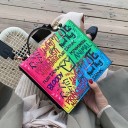 Bolso de mano de piel con grafiti para mujer 2
