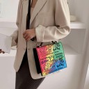 Bolso de mano de piel con grafiti para mujer 3