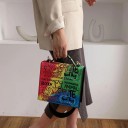 Bolso de mano de piel con grafiti para mujer 6