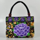 Bolso de mano para mujer 31 x 23 x 10,5 cm Bordado floral colorido Estilo étnico Dos asas redondeadas con cuentas Forma rectangular 1