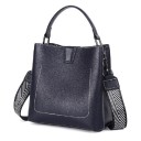 Bolso de mano para mujer con asa superior y correa ancha con patrón para llevar al hombro Patas metálicas Costura decorativa 20 x 20,5 x 8