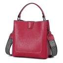 Bolso de mano para mujer con asa superior y correa ancha con patrón para llevar al hombro Patas metálicas Costura decorativa 20 x 20,5 x 9