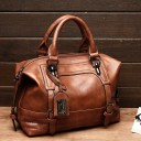 Bolso de mano para mujer con hebillas decorativas y colgante Estilo vintage Cierre con cremallera Dos asas Cuero sintético y poliéster 30 x 7