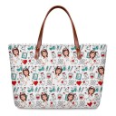Bolso de mano para mujer de neopreno y algodón con estampado de enfermeras y motivos de salud Dos asas marrones Dimensiones 39 x 29 x 11,5 cm 6