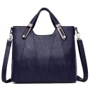 Bolso de mano para mujer de piel PU 30 x 25 x 12 cm Dos asas con herrajes metálicos Correa desmontable para el hombro Costura decorativa 4