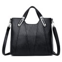 Bolso de mano para mujer de piel PU 30 x 25 x 12 cm Dos asas con herrajes metálicos Correa desmontable para el hombro Costura decorativa 1