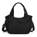 Bolso de mano y al hombro para mujer Bolso de nylon con correa ajustable y desmontable Lados fruncidos Bolsillos frontales 32 x 29 x 14 cm 1