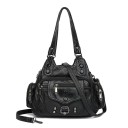 Bolso de mano y bandolera para mujer 30 x 20 x 14 cm Cuero sintético con aspecto vintage Bolsillos con cremallera Bolsillo frontal 1